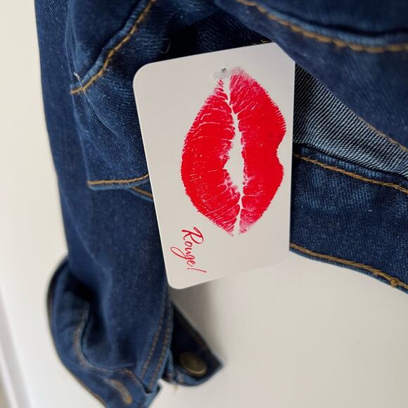 Dark Wash Blue Denim Jean Jacket Classic Button Up / Down Front Pockets - Picture 6 of 7